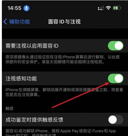 白云苹果14维修网点分享iPhone14注视感知功能有什么用 